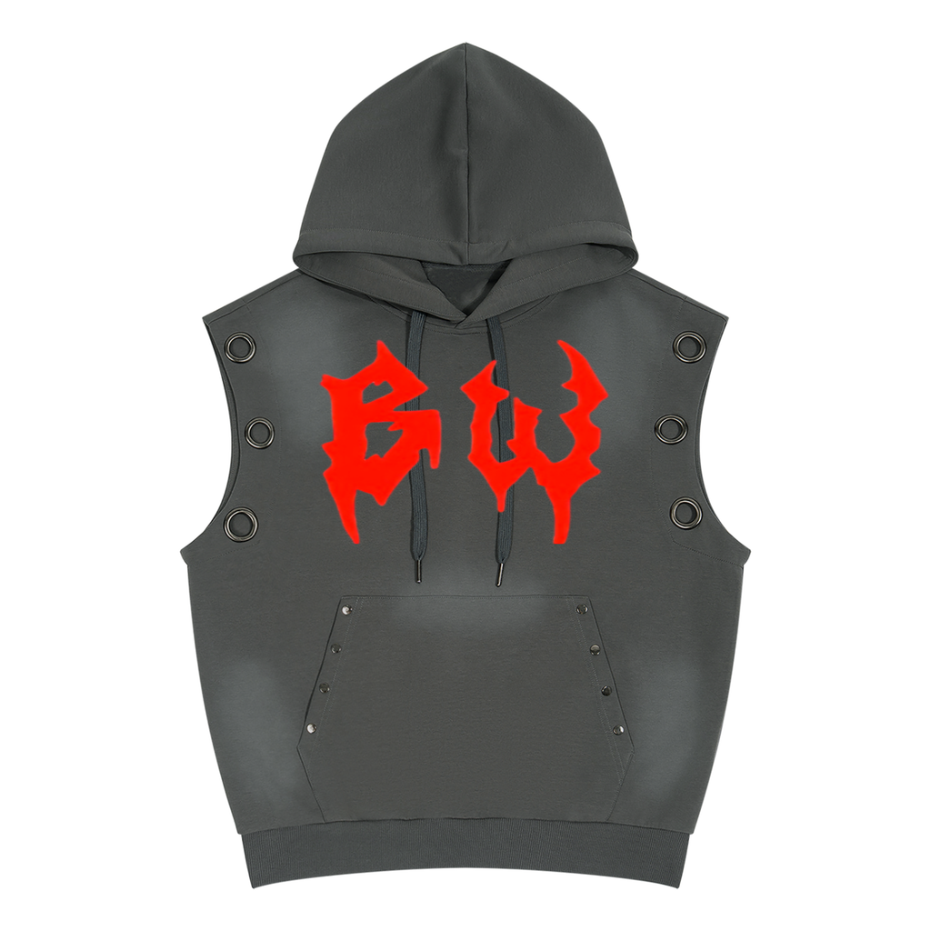 Unisex Vintage Wash Sun Fade Sleeveless Hoodie