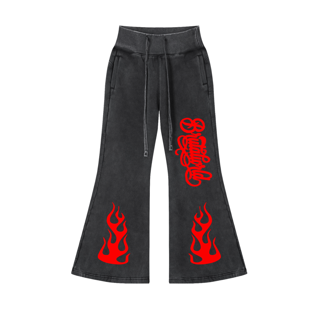 Vintage Washed Flared Fleece Pants