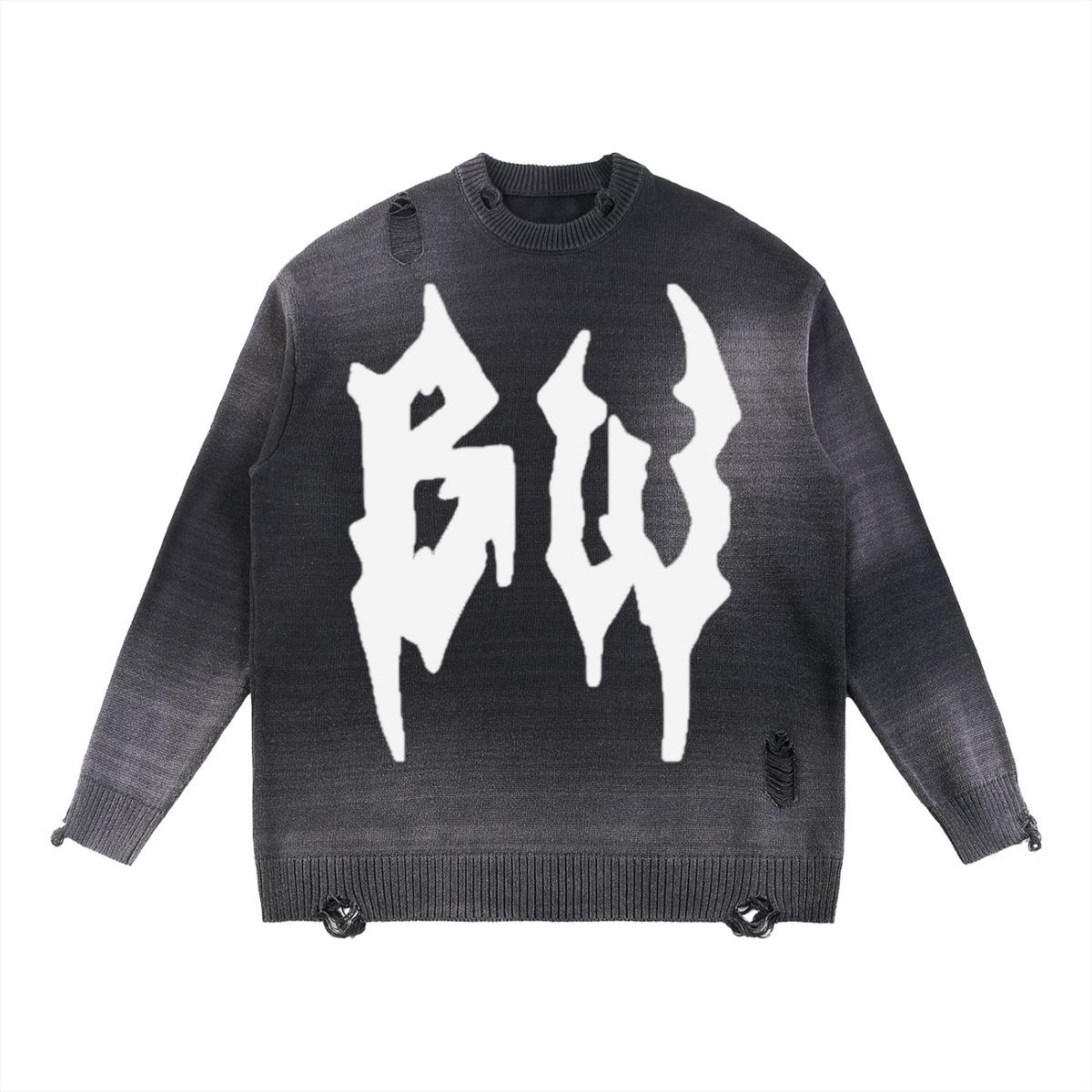 Sun Fade Distressed Ripped Crewneck sweater