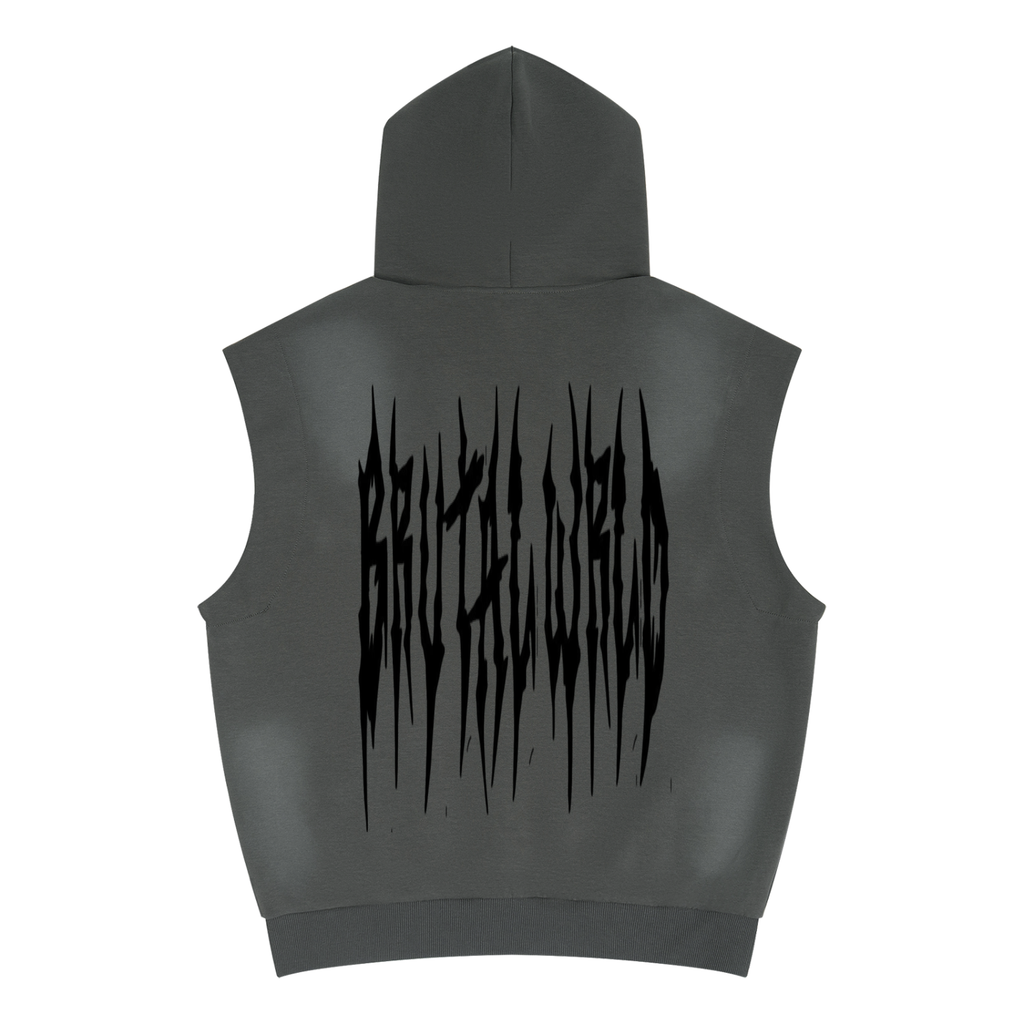 Unisex Vintage Wash Sun Fade Sleeveless Hoodie