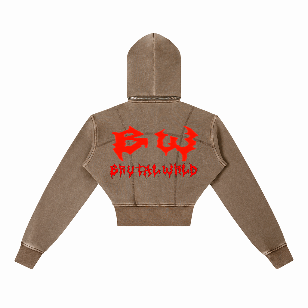 Vintage Washed Cropped Fleece Hoodie