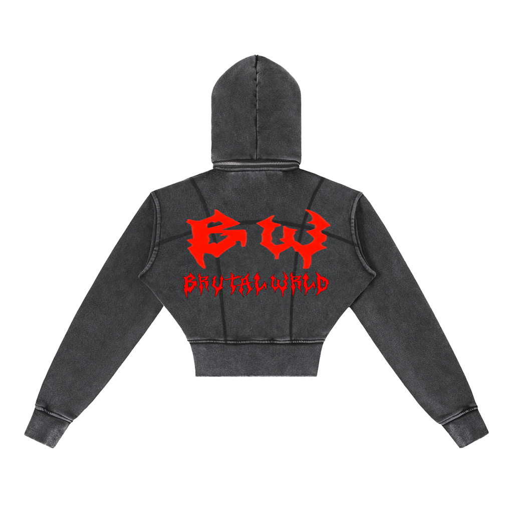 Vintage Washed Cropped Fleece Hoodie