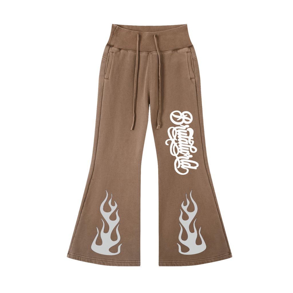 Vintage Washed Flared Fleece Pants