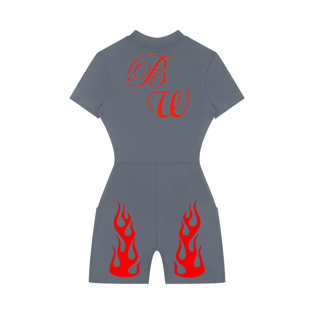 Women's Quarter-Zip Short Sleeve Romper