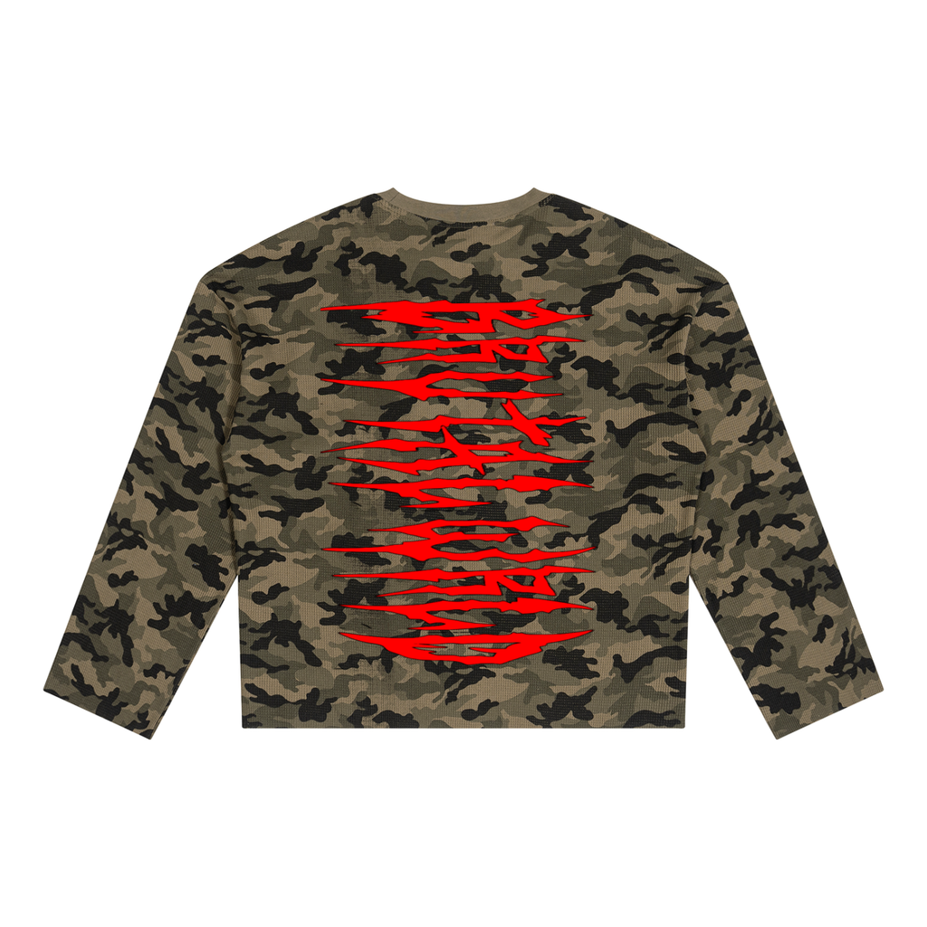 Unisex Camo Waffle Raw Edge T-Shirt
