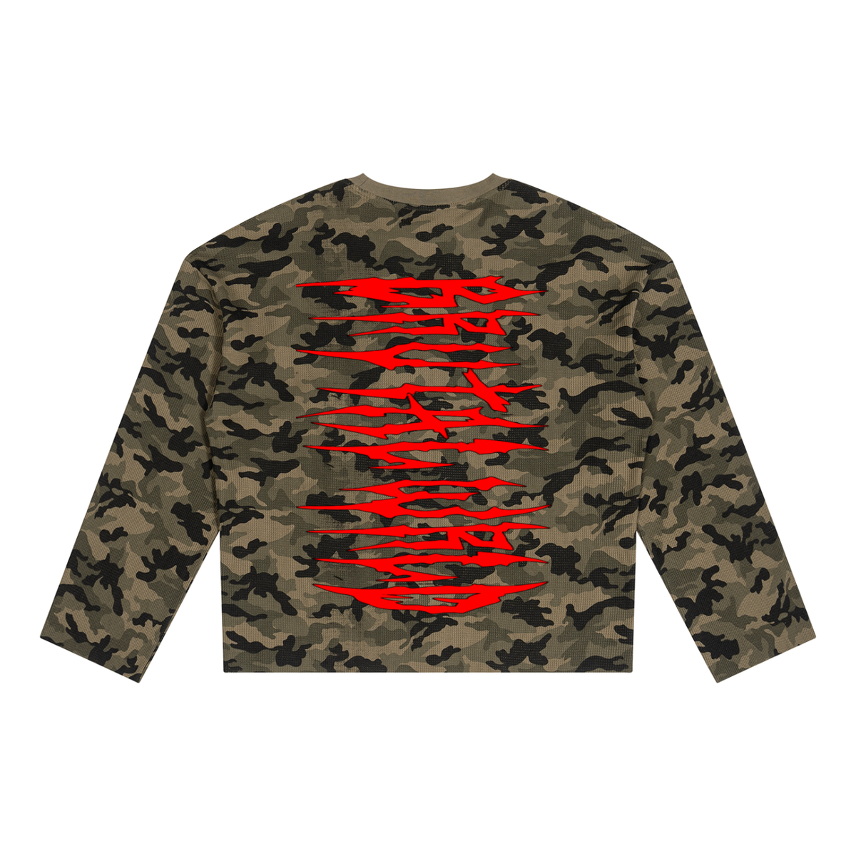Unisex Camo Waffle Raw Edge T-Shirt