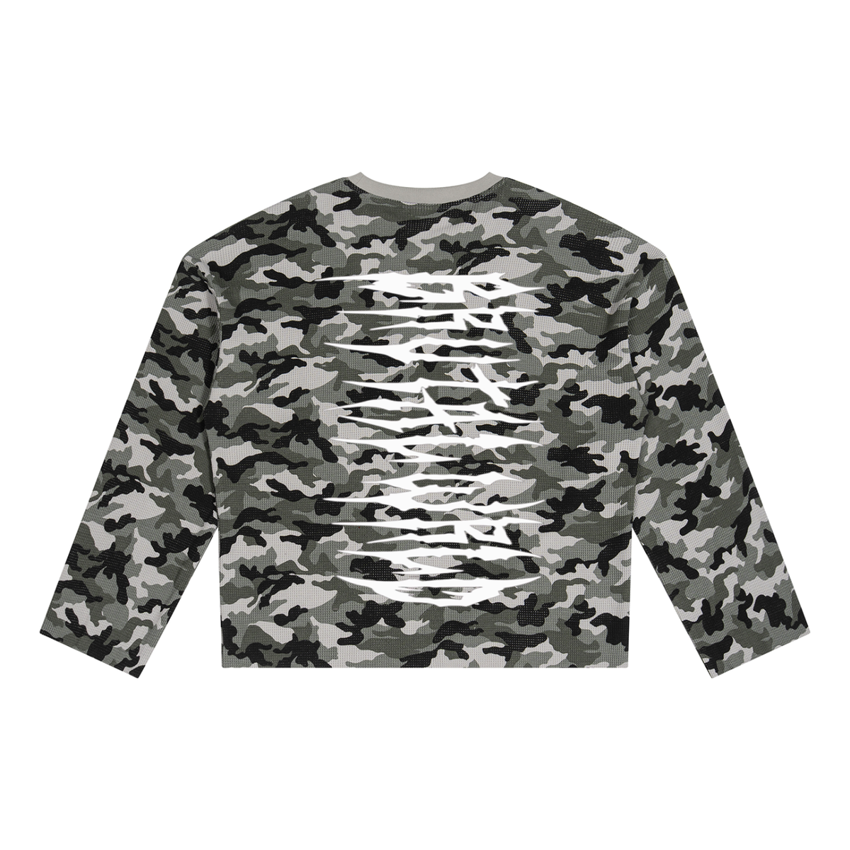 Unisex Camo Waffle Raw Edge T-Shirt