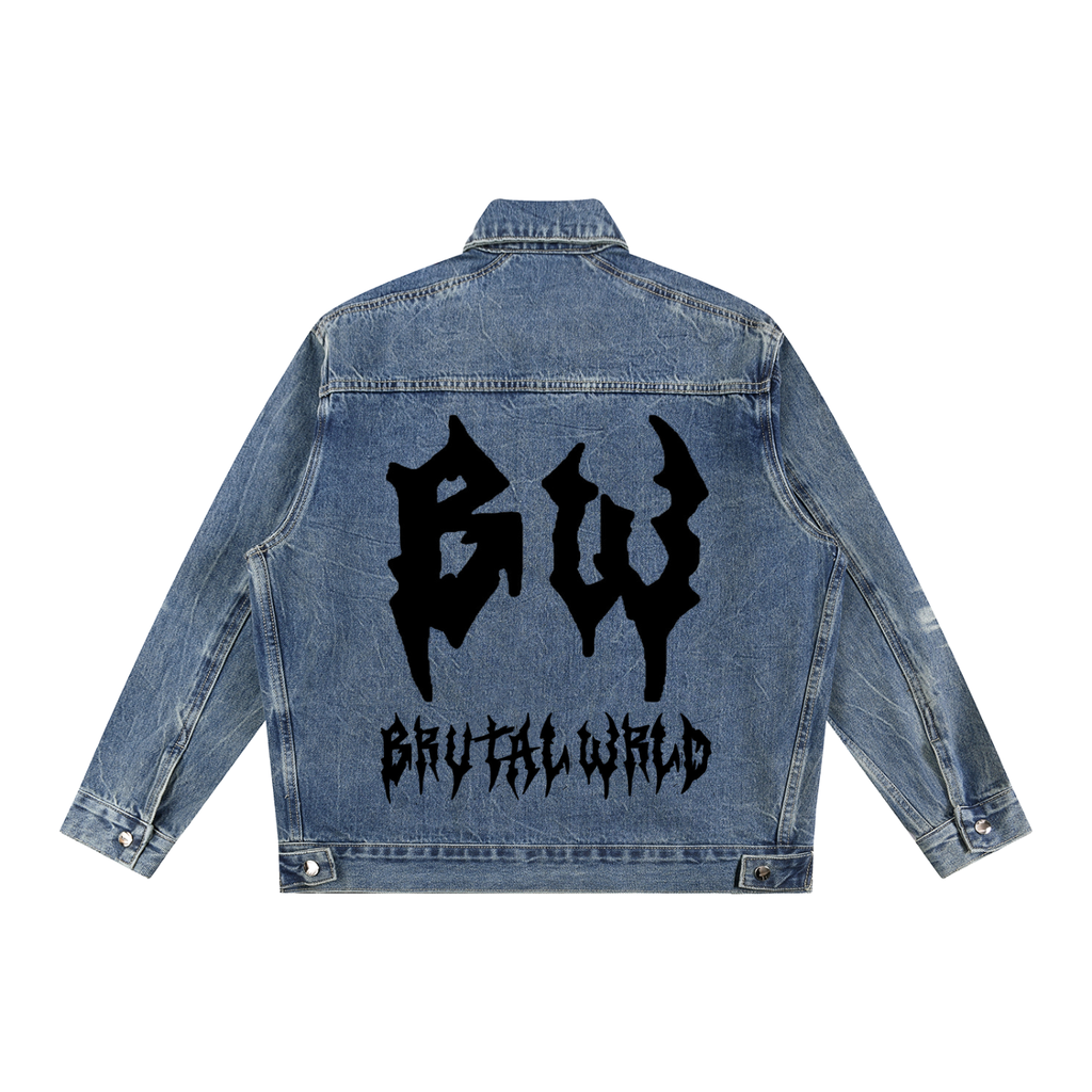 Vintage Wash Zip Up Denim Jacket