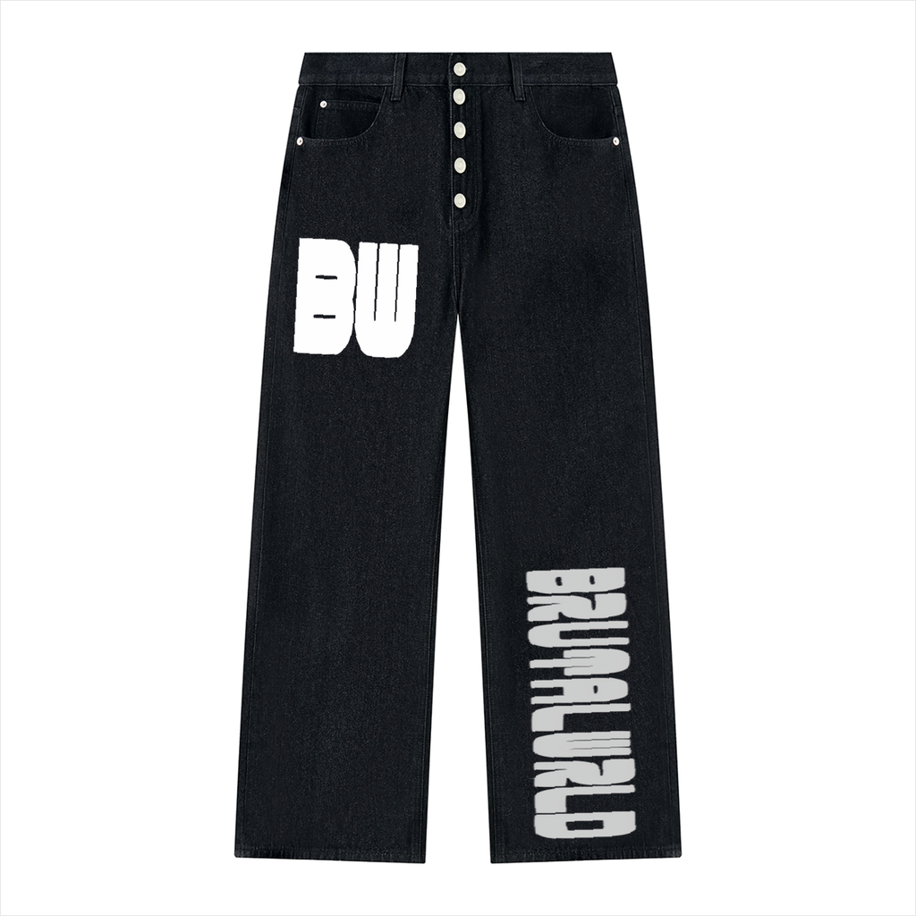 Men's Vintage Wash Wide Leg Denim Jeans