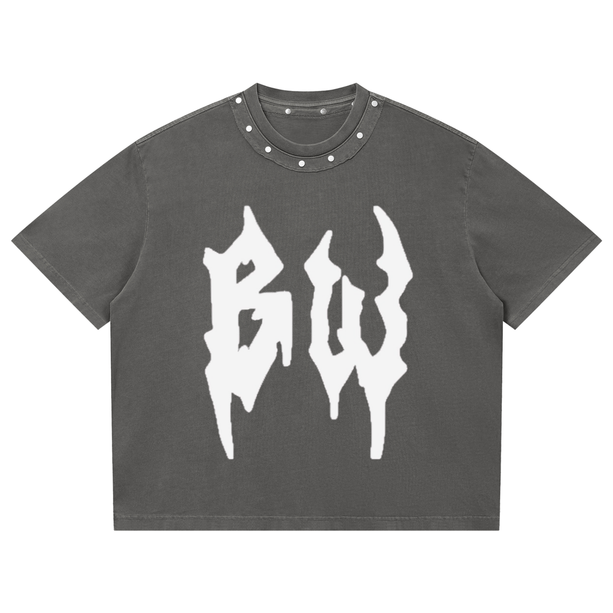 Unisex Washed Boxy Studded T-Shirt