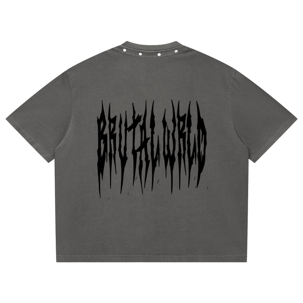 Unisex Washed Boxy Studded T-Shirt