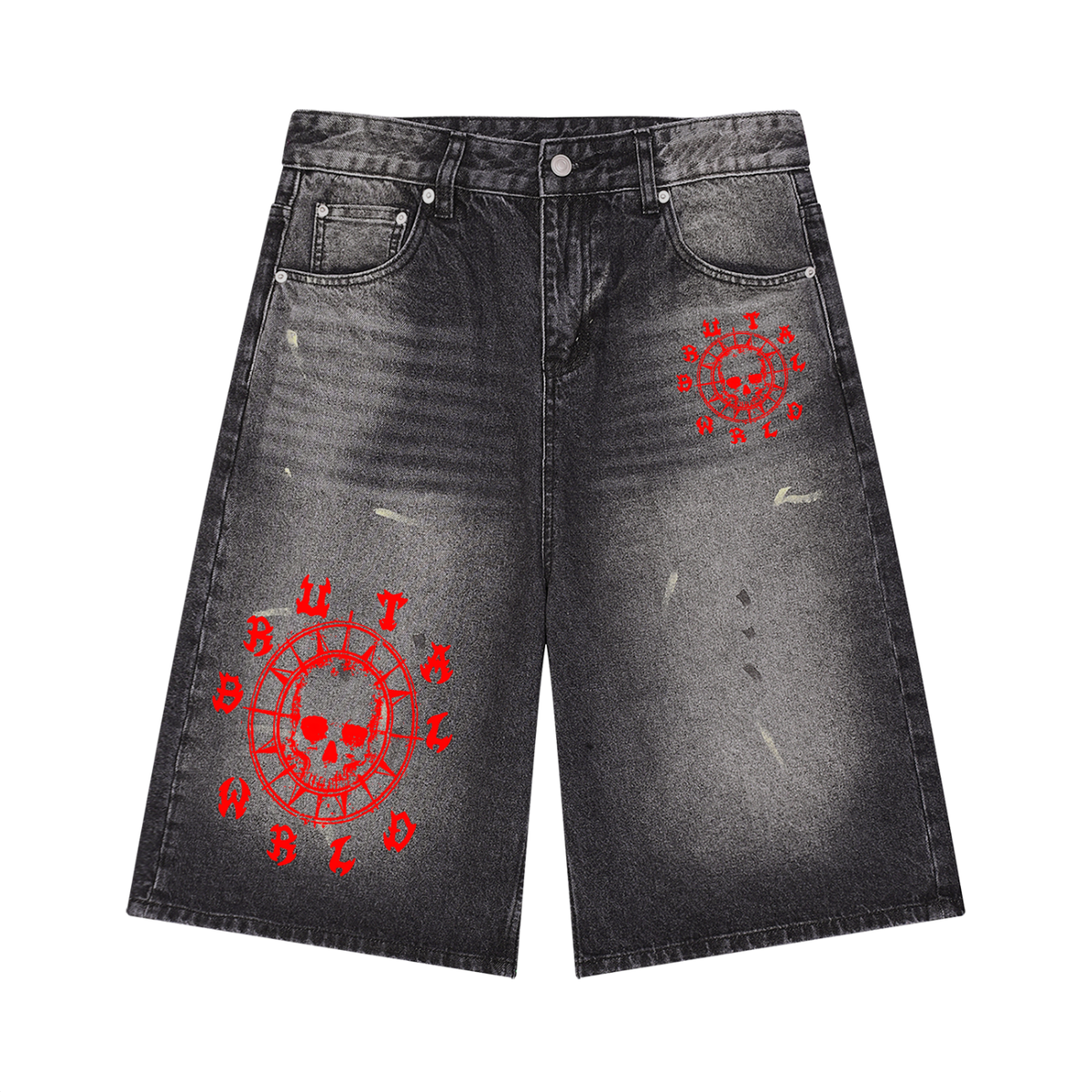 Men’s Vintage Wash Wide Leg Denim Shorts