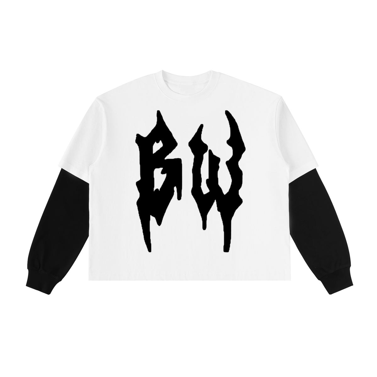 Layered Contrast Sleeve Cotton T-Shirt