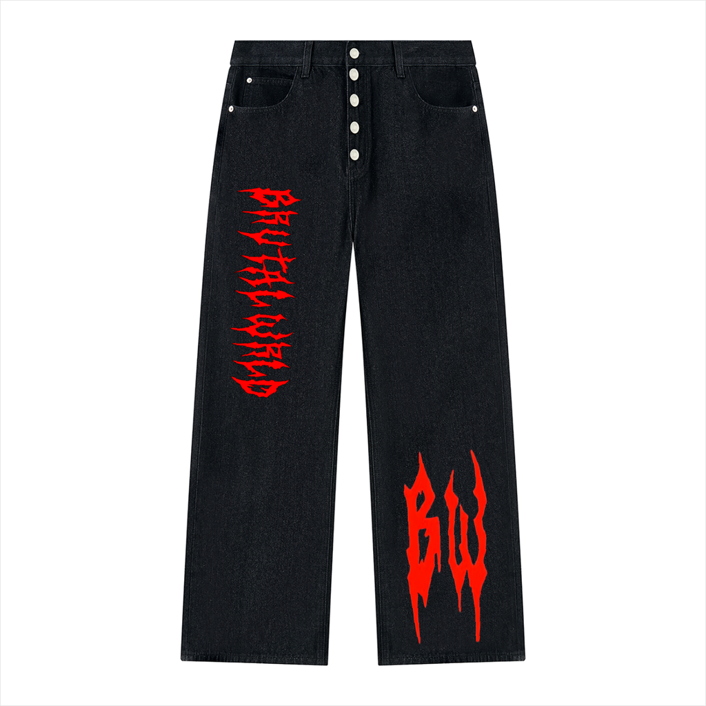 Men's Vintage Wash Wide Leg Denim Jeans