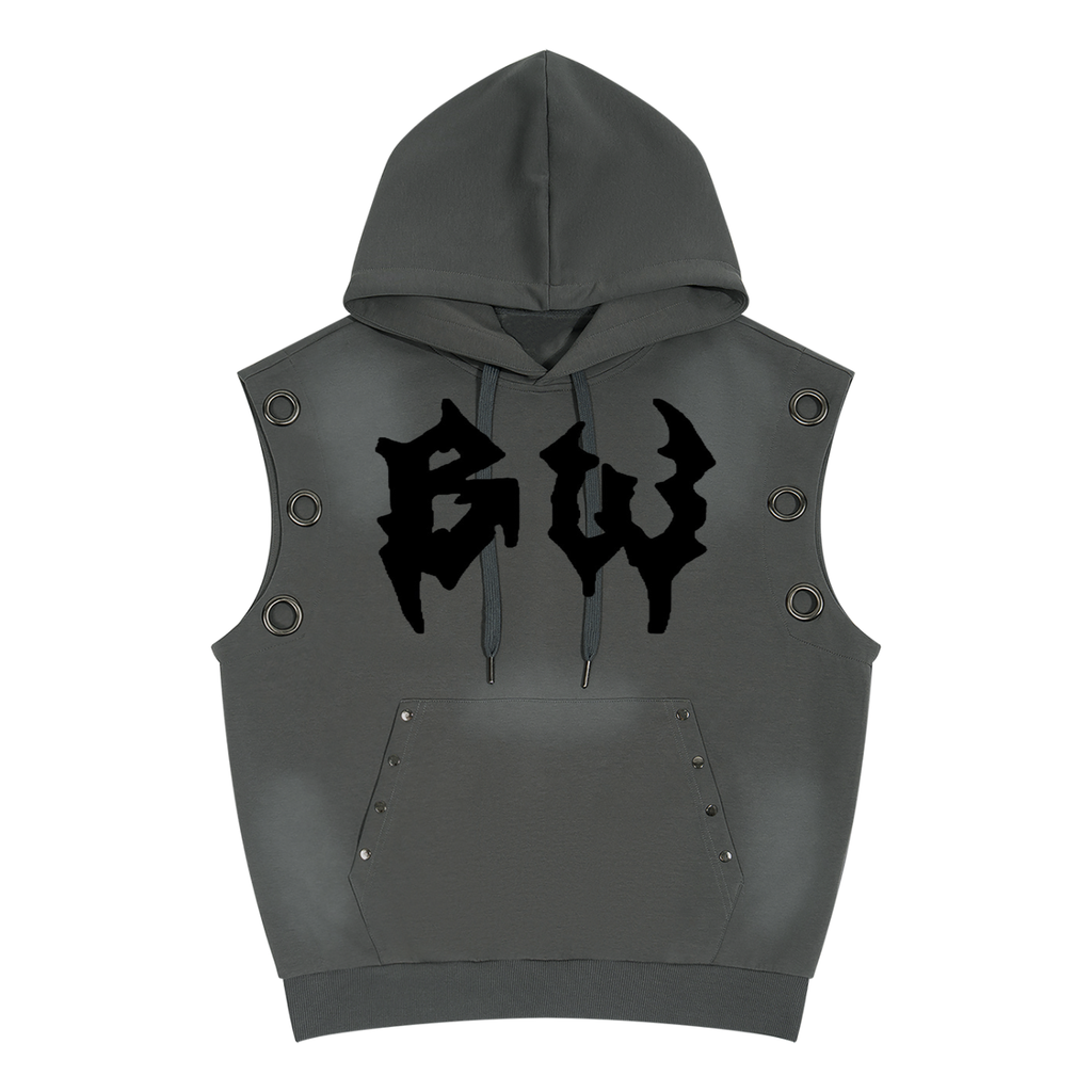 Unisex Vintage Wash Sun Fade Sleeveless Hoodie