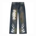 Men's Vintage Wash Wide Leg Denim Jeans