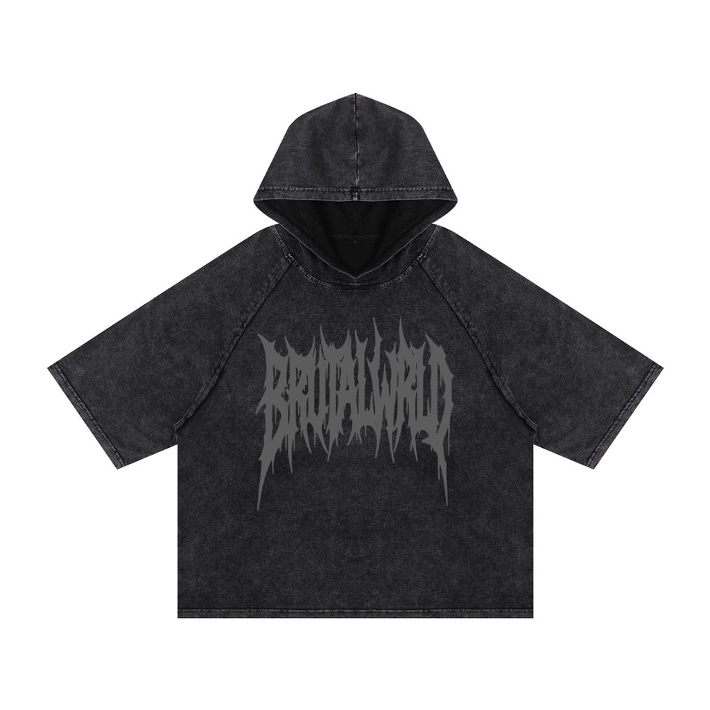 Snow Washed Hooded Boxy T-Shirt