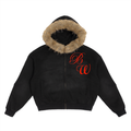 Sun Fade Boxy Detachable Fur Hoodie