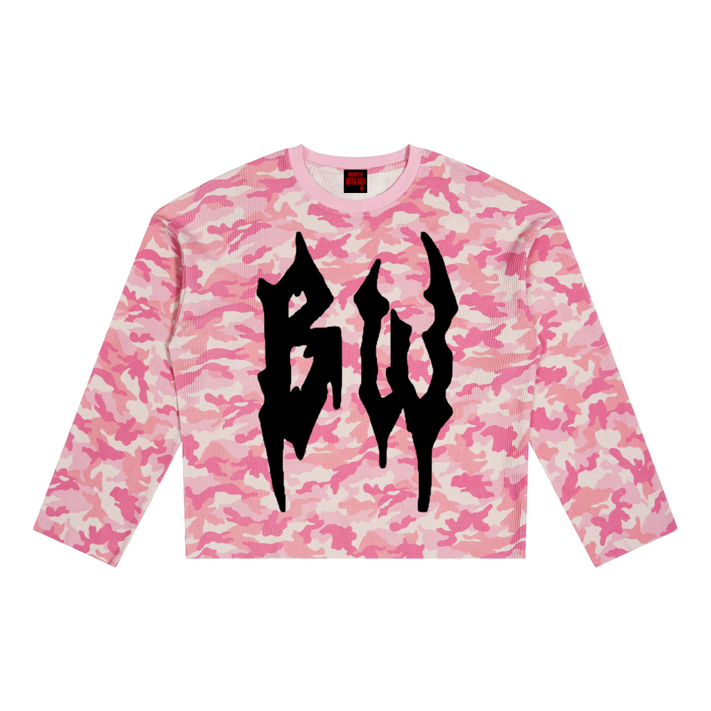 Unisex Camo Waffle Raw Edge T-Shirt