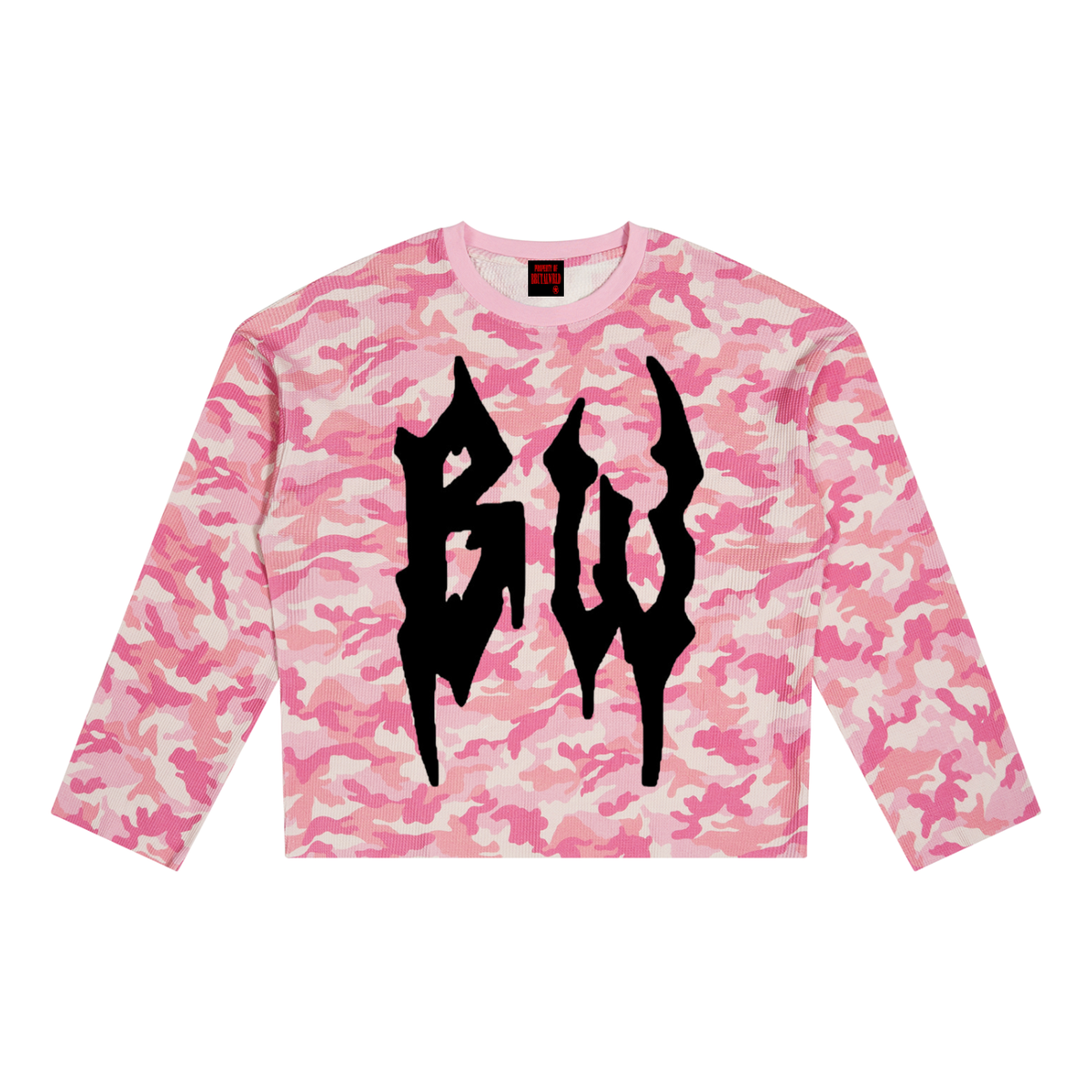 Unisex Camo Waffle Raw Edge T-Shirt
