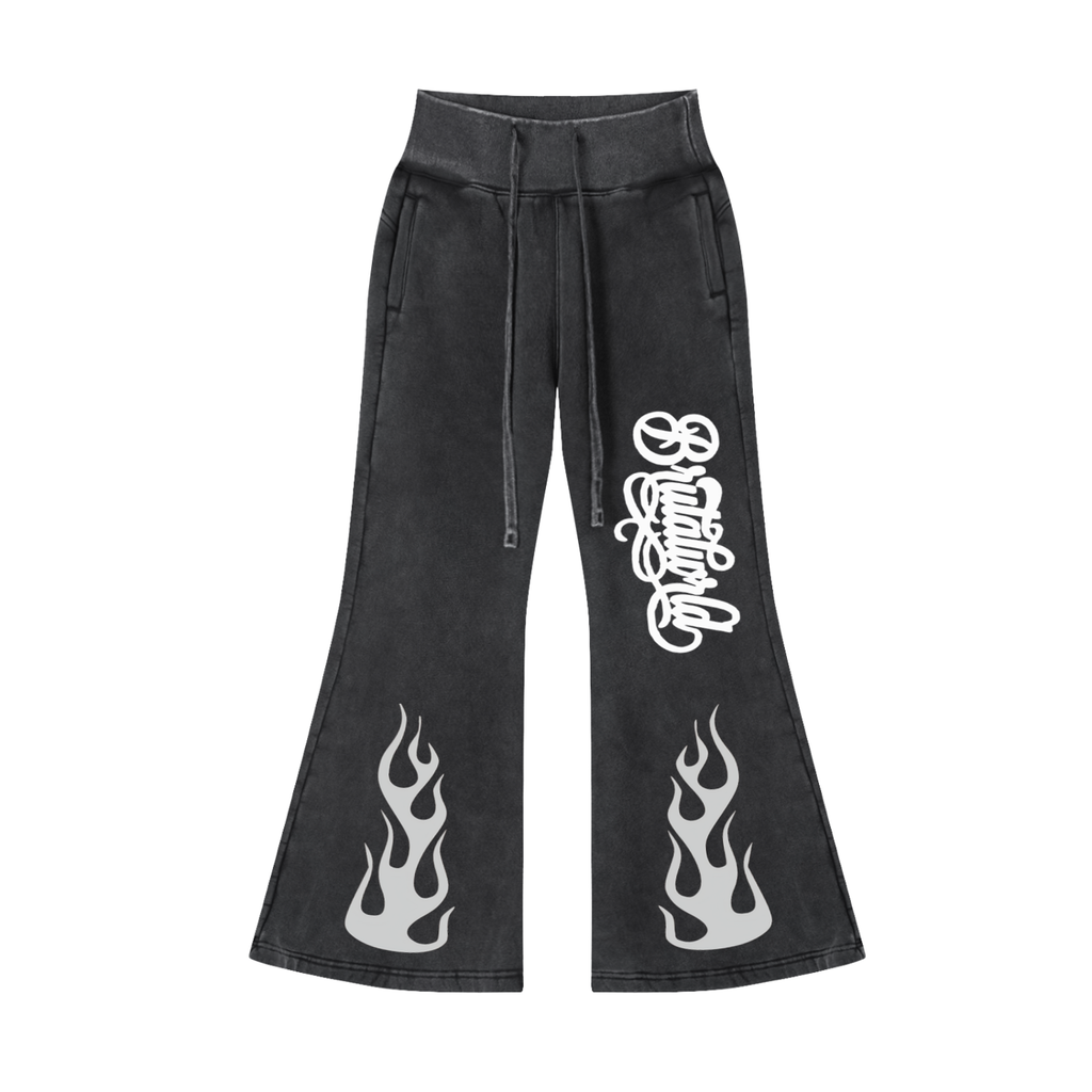 Vintage Washed Flared Fleece Pants