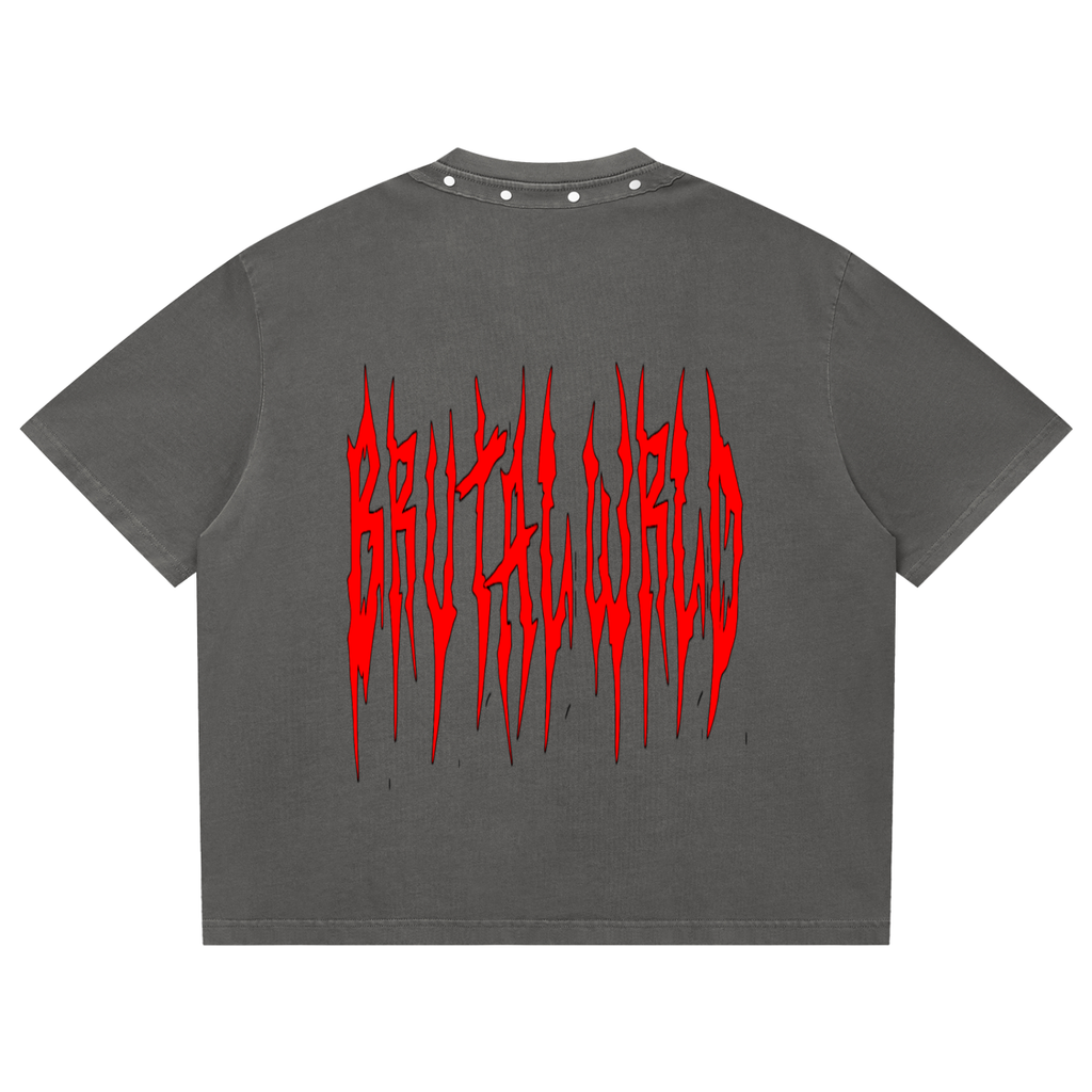 Unisex Washed Boxy Studded T-Shirt