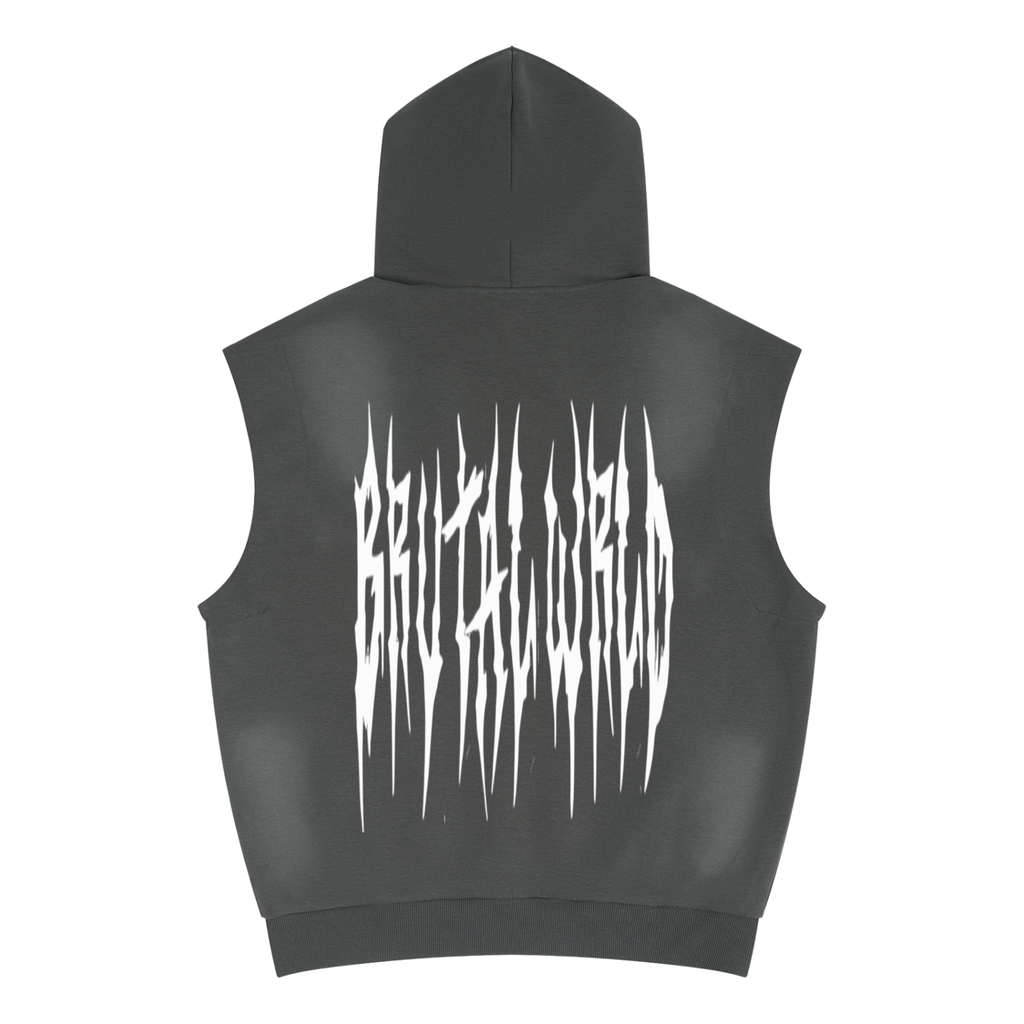 Unisex Vintage Wash Sun Fade Sleeveless Hoodie