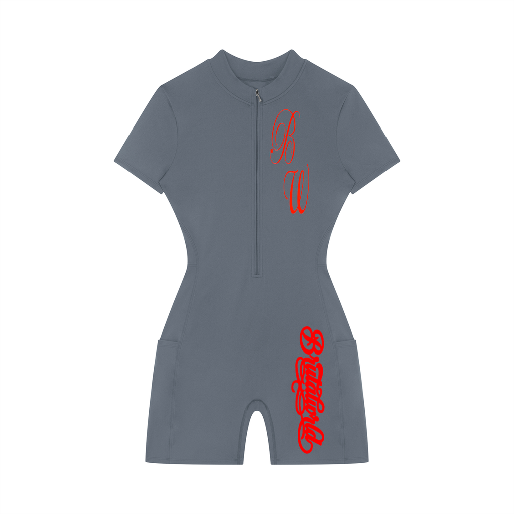 Women's Quarter-Zip Short Sleeve Romper