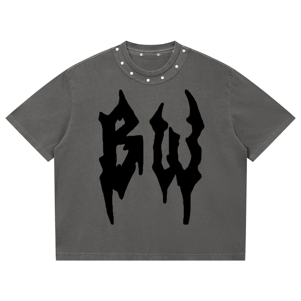 Unisex Washed Boxy Studded T-Shirt