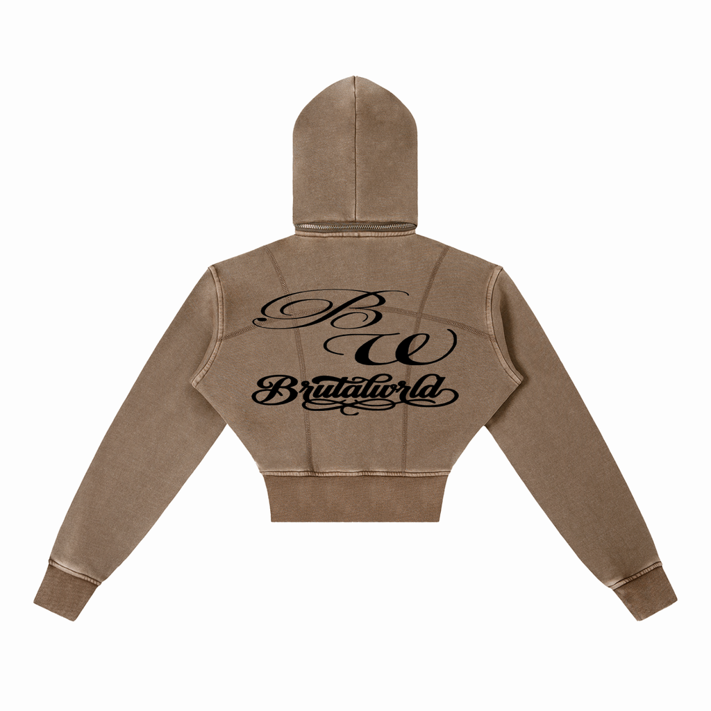 Vintage Washed Cropped Fleece Hoodie