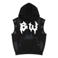 Unisex Vintage Wash Sun Fade Sleeveless Hoodie