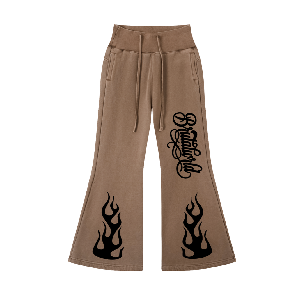 Vintage Washed Flared Fleece Pants