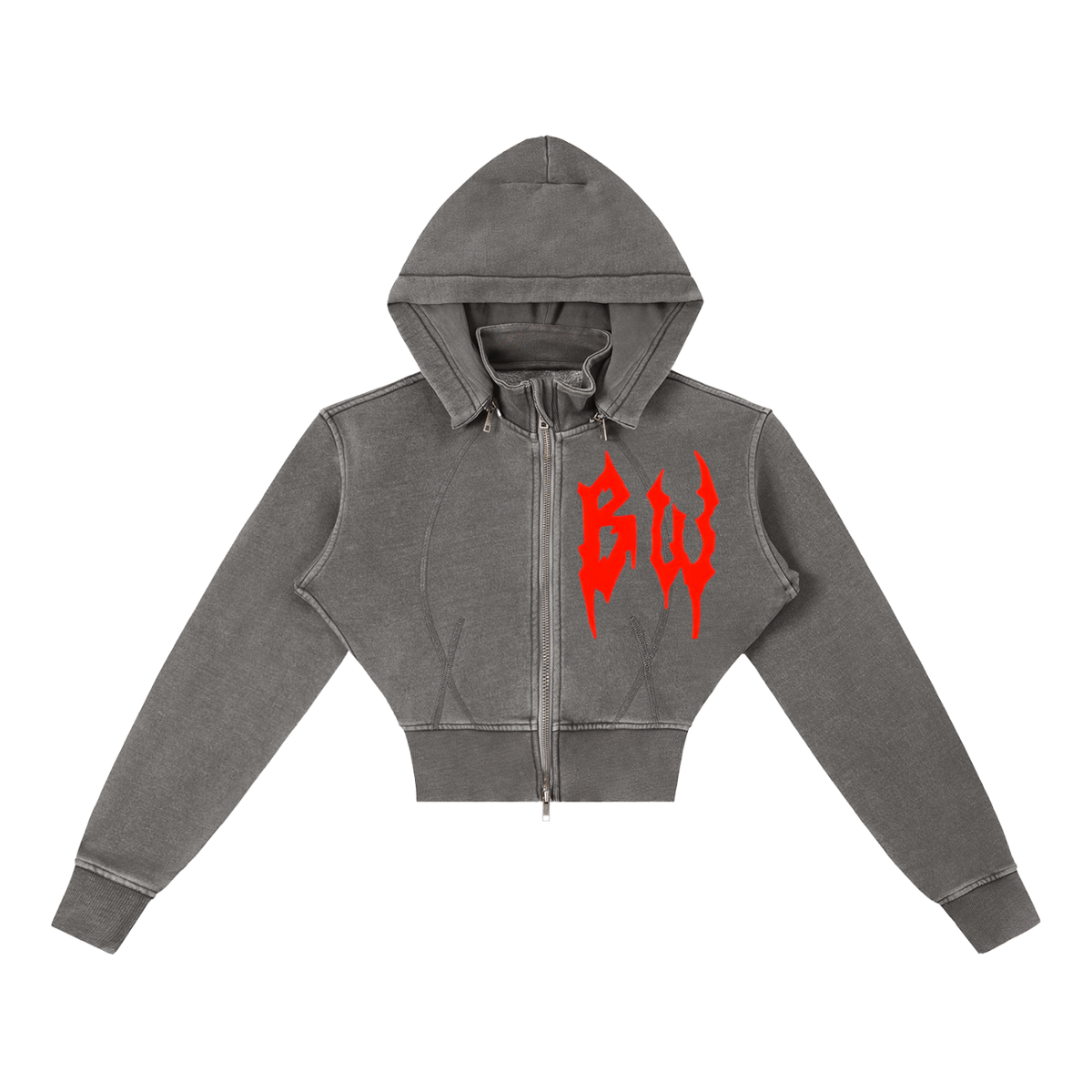 Vintage Washed Cropped Fleece Hoodie