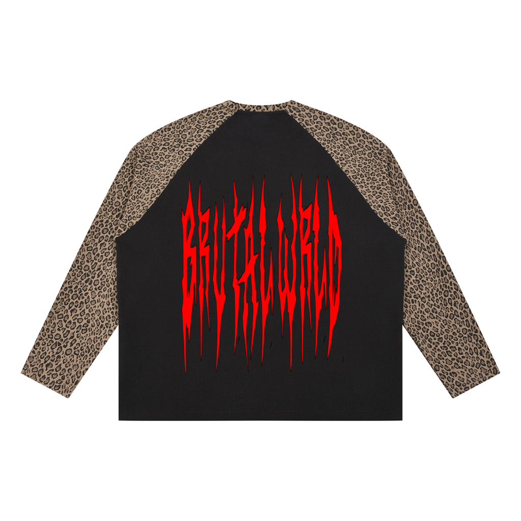 Unisex Leopard Panel Raglan Sleeve T-Shirt