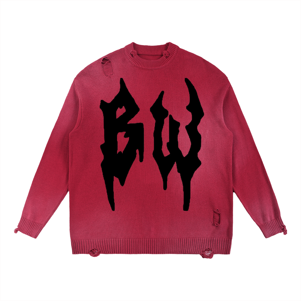 Sun Fade Distressed Ripped Crewneck sweater