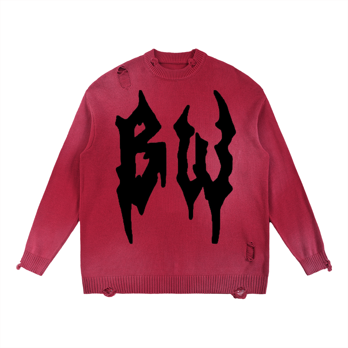 Sun Fade Distressed Ripped Crewneck sweater
