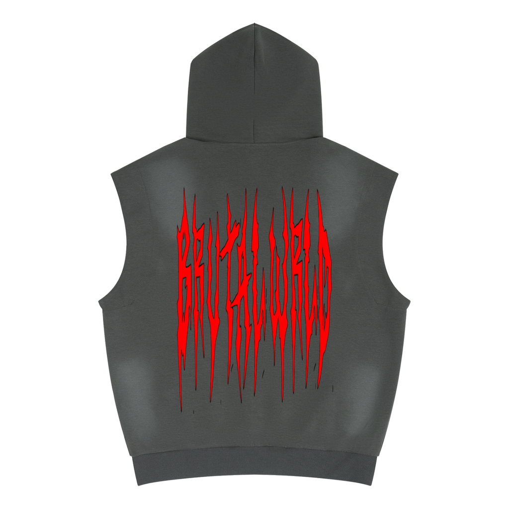 Unisex Vintage Wash Sun Fade Sleeveless Hoodie