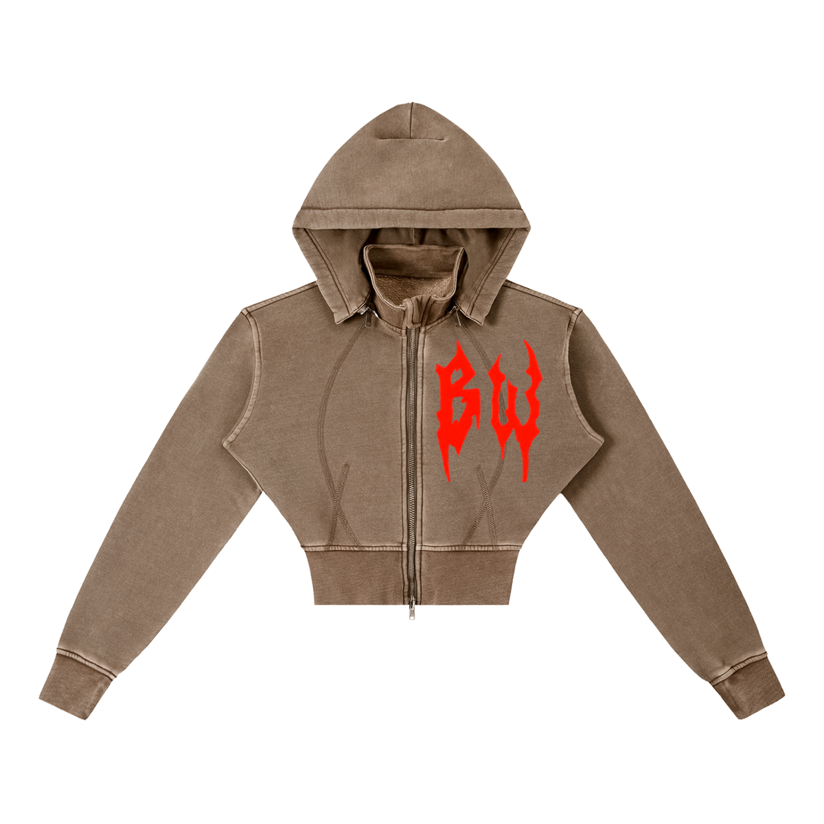 Vintage Washed Cropped Fleece Hoodie