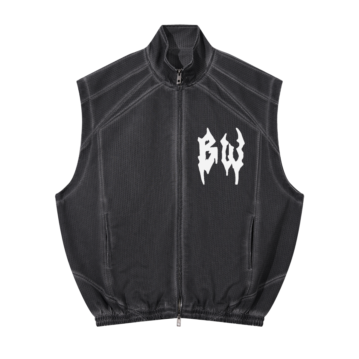 Unisex Vintage Wash Mesh Full-Zip Vest