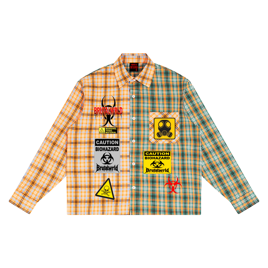Unisex Oversized Plaid Color Block Shirt