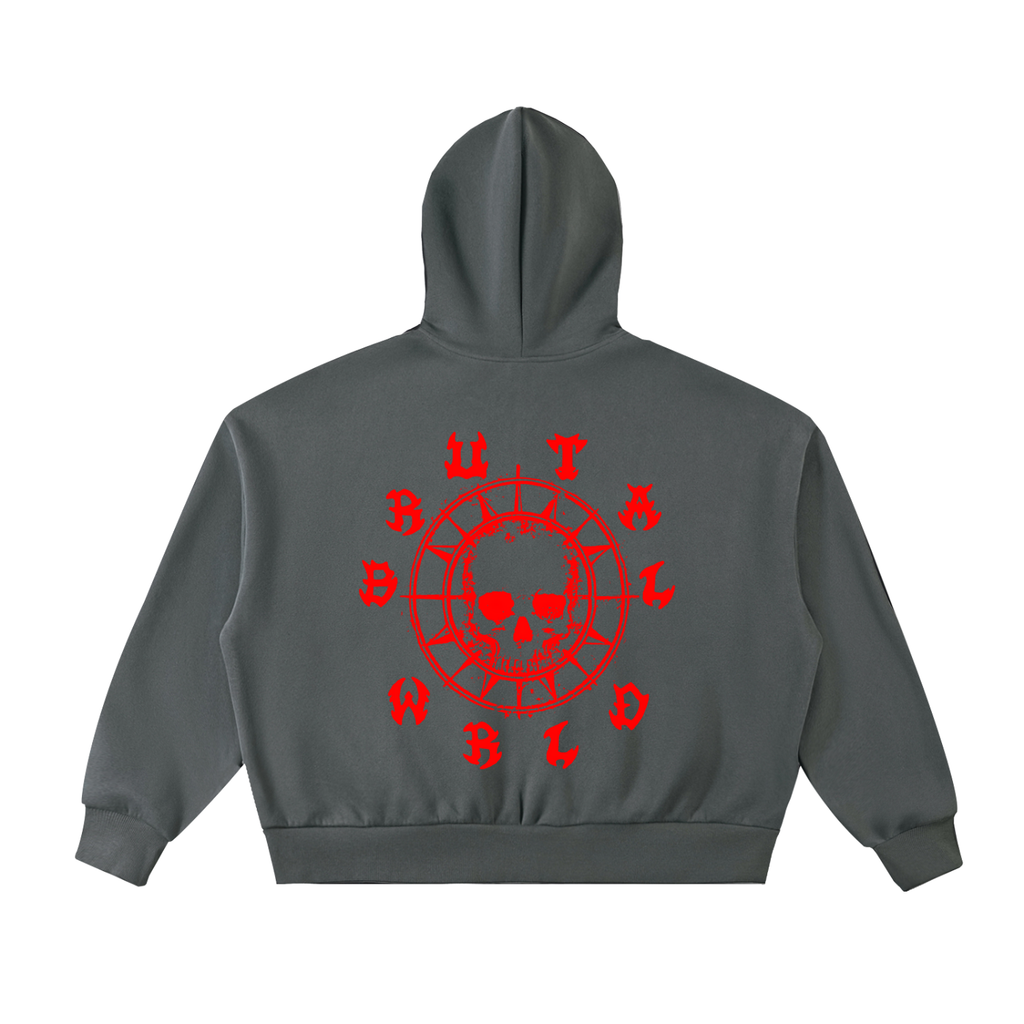 Fleeced Full-Zip Boxy Hoodie