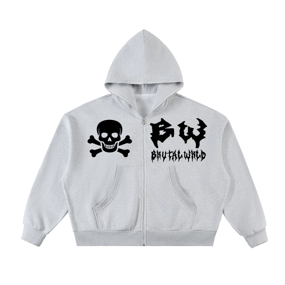 Fleeced Full-Zip Boxy Hoodie