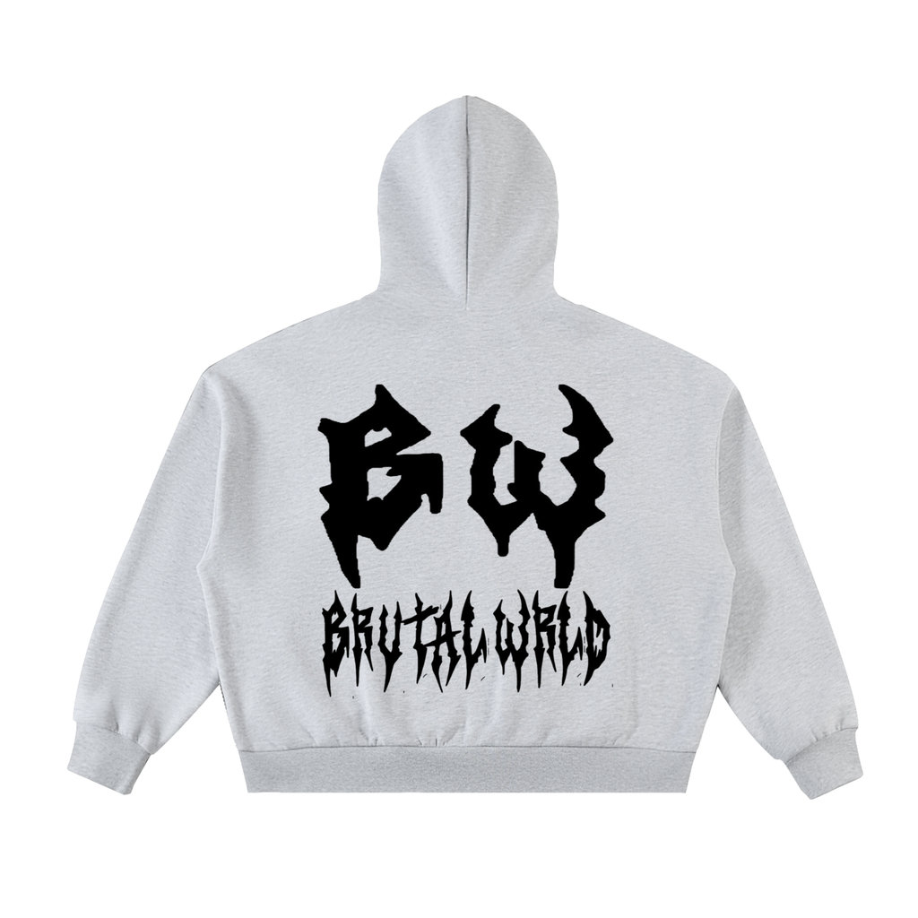 Fleeced Full-Zip Boxy Hoodie