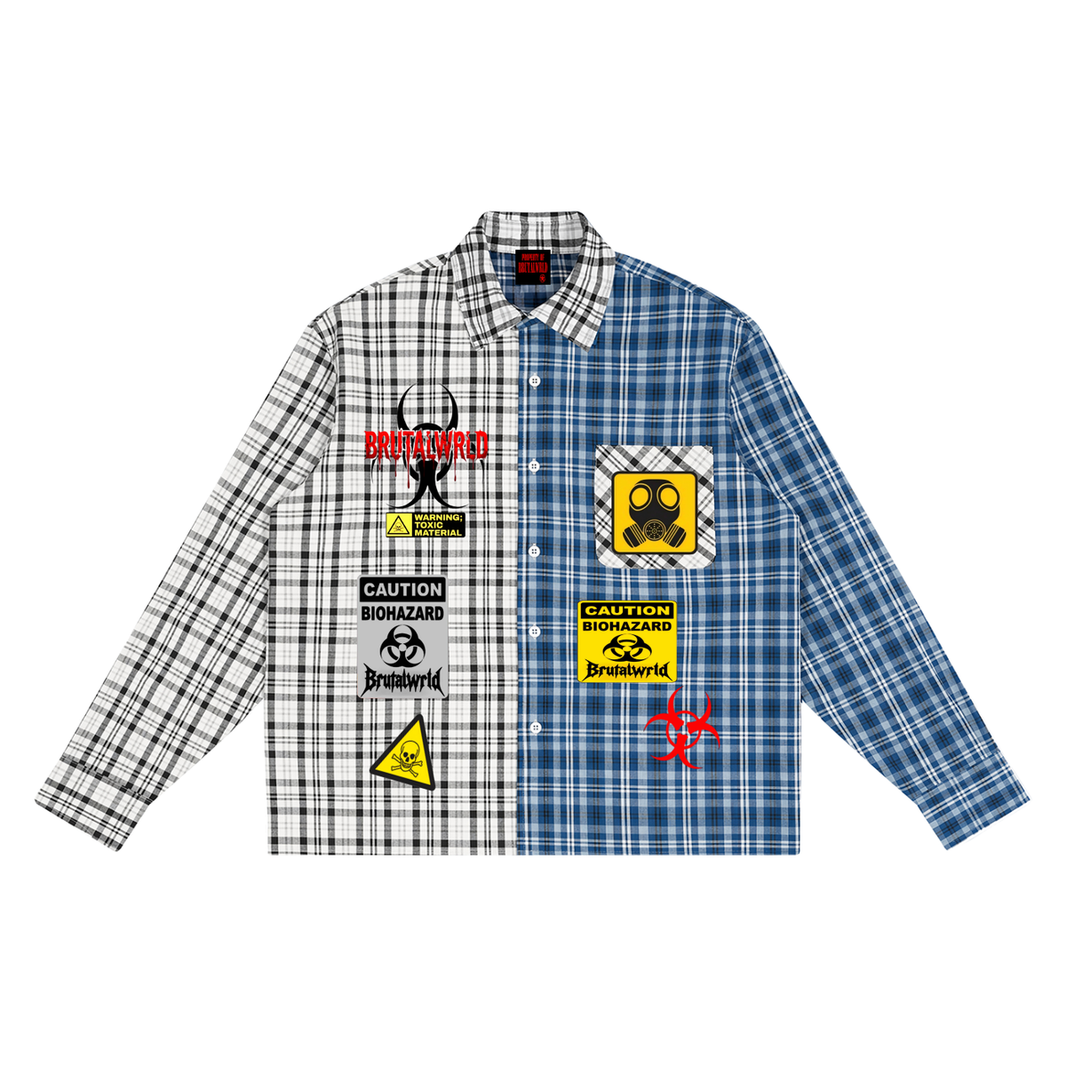 Unisex Oversized Plaid Color Block Shirt