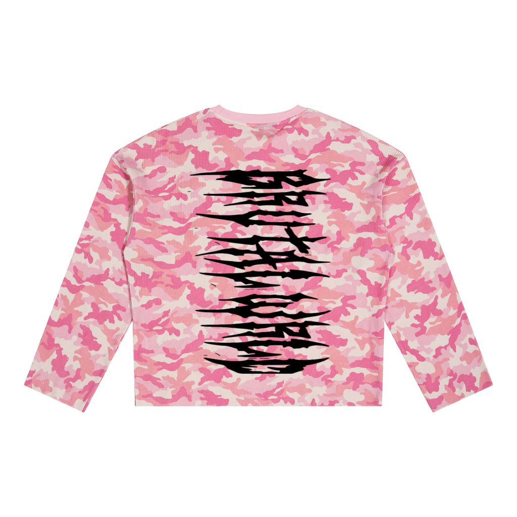 Unisex Camo Waffle Raw Edge T-Shirt