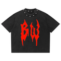 Unisex Washed Boxy Studded T-Shirt