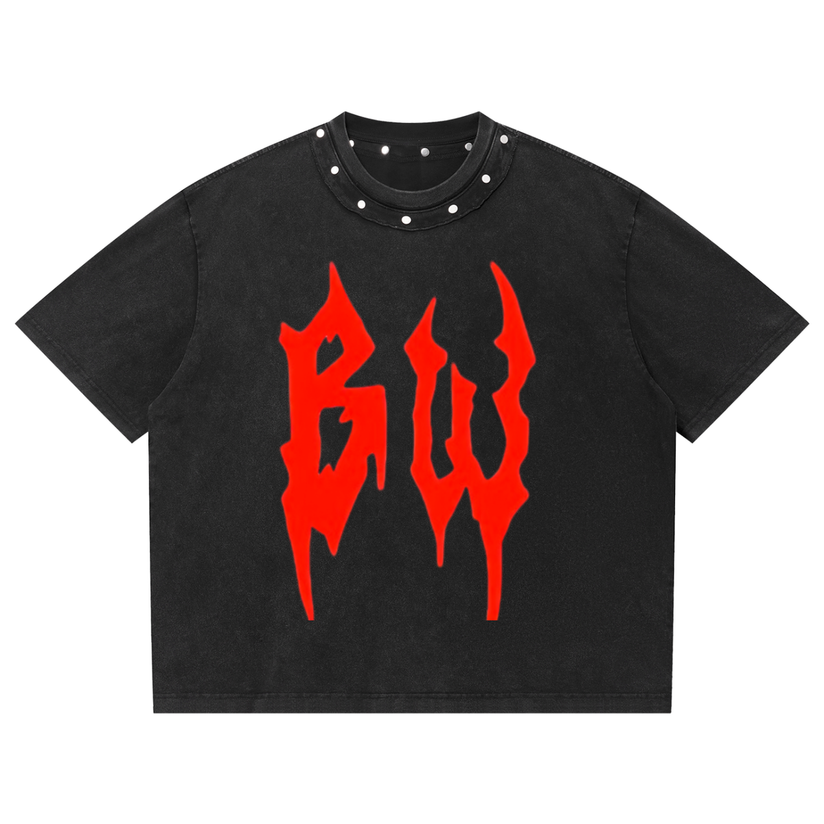 Unisex Washed Boxy Studded T-Shirt