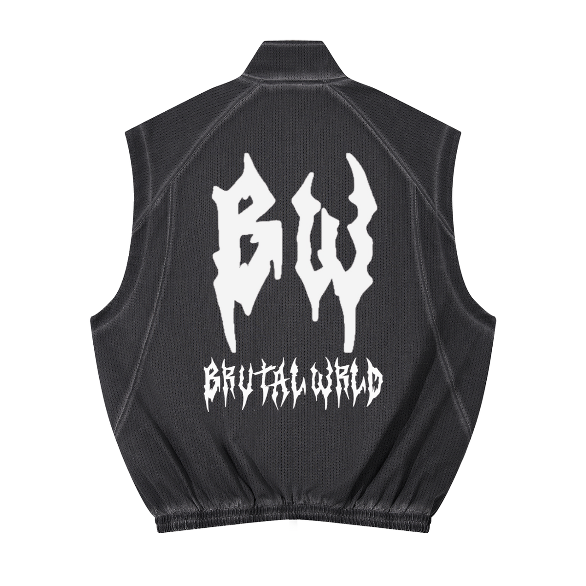 Unisex Vintage Wash Mesh Full-Zip Vest