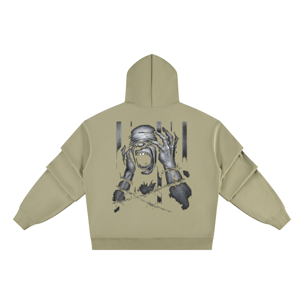 Unisex Heavyweight Ruched Sleeves Hoodie