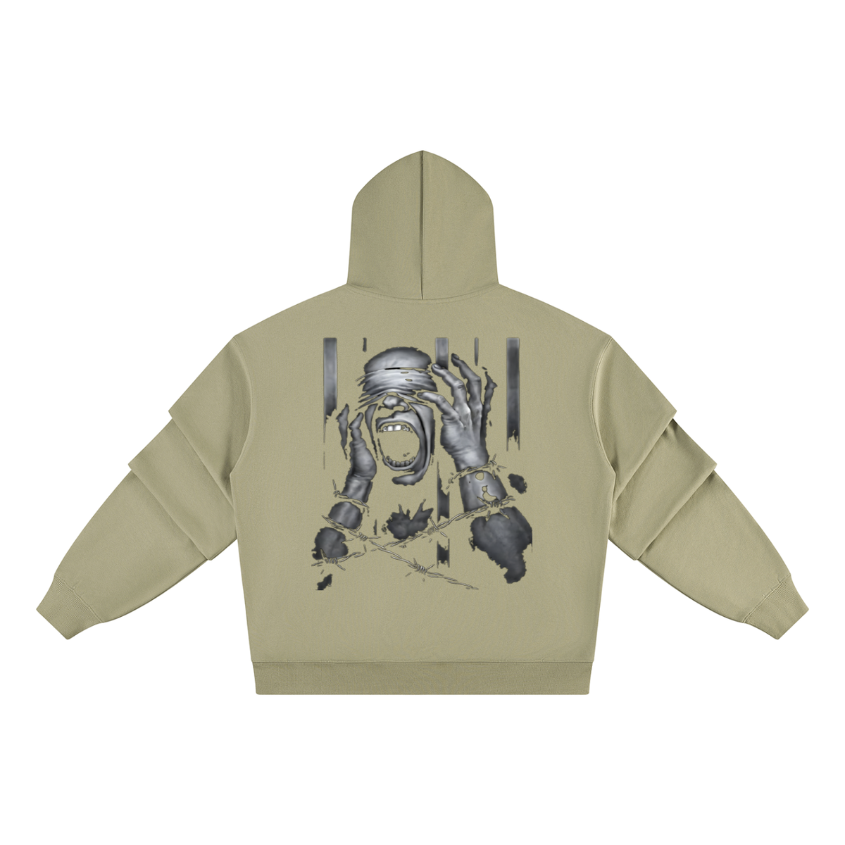 Unisex Heavyweight Ruched Sleeves Hoodie